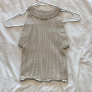 Aritzia Beige Sleeveless Ribbed Knit Tank